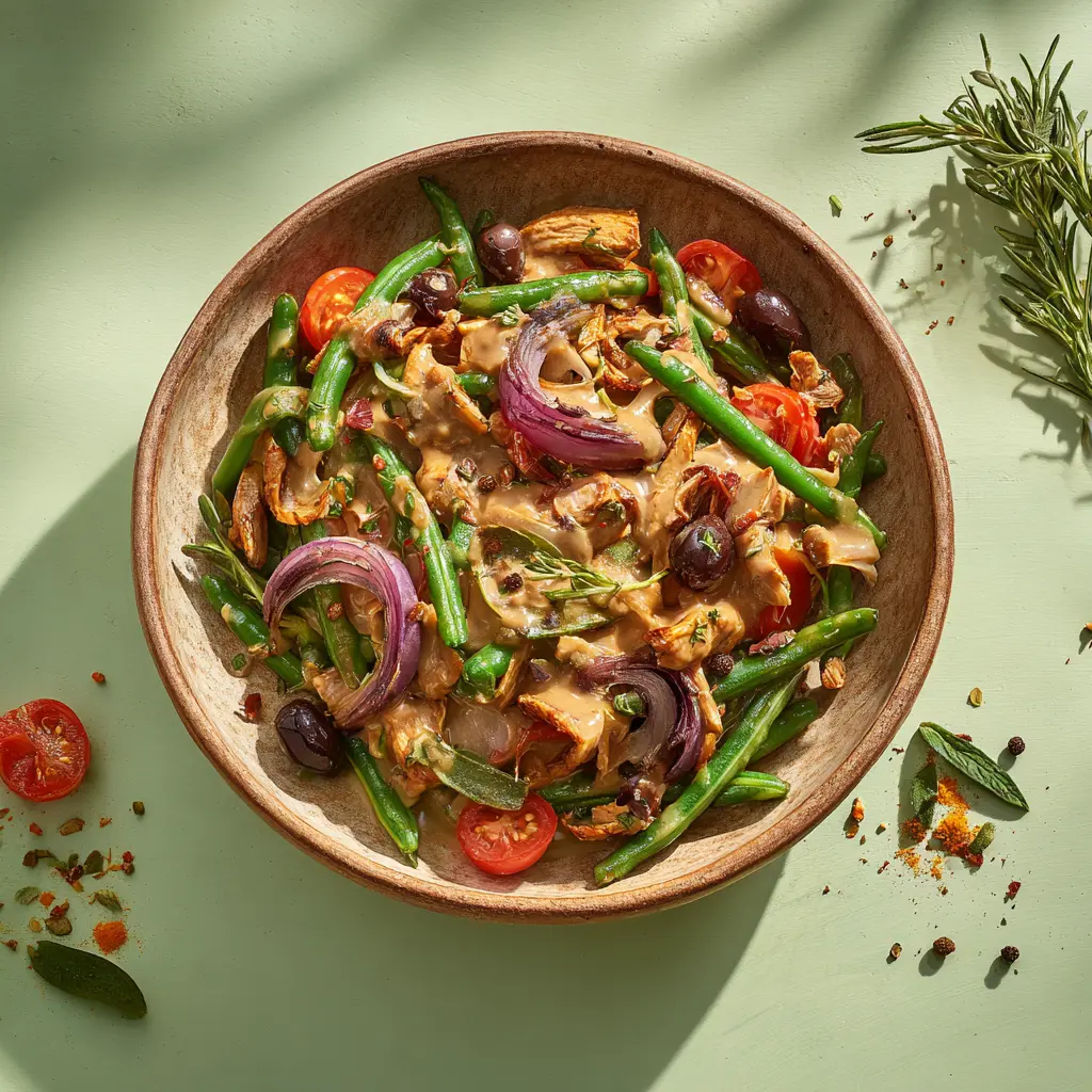 [7034] émincé végé sauce roti, Poêlée de haricots verts façon Niçoise