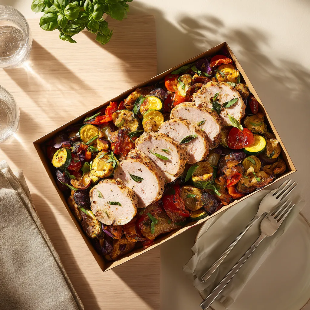 [3527] Filet de dinde rôtie au basilic et sa poelée de légumes provençaux