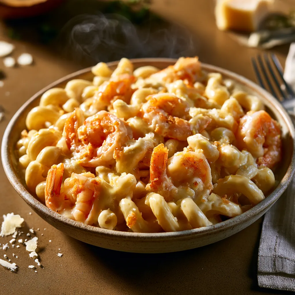 [3044] Pastas du jour Coquillettes aux Crevettes et fondue de poireaux à la crème