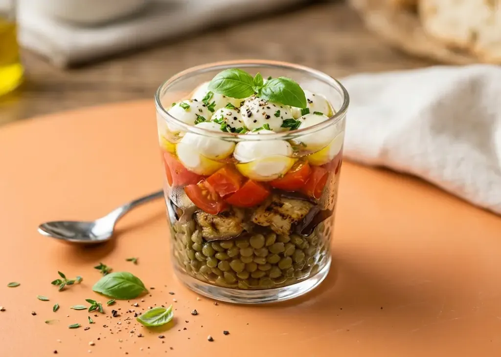 [2969] Verrine de lentilles aux aubergines grillées
