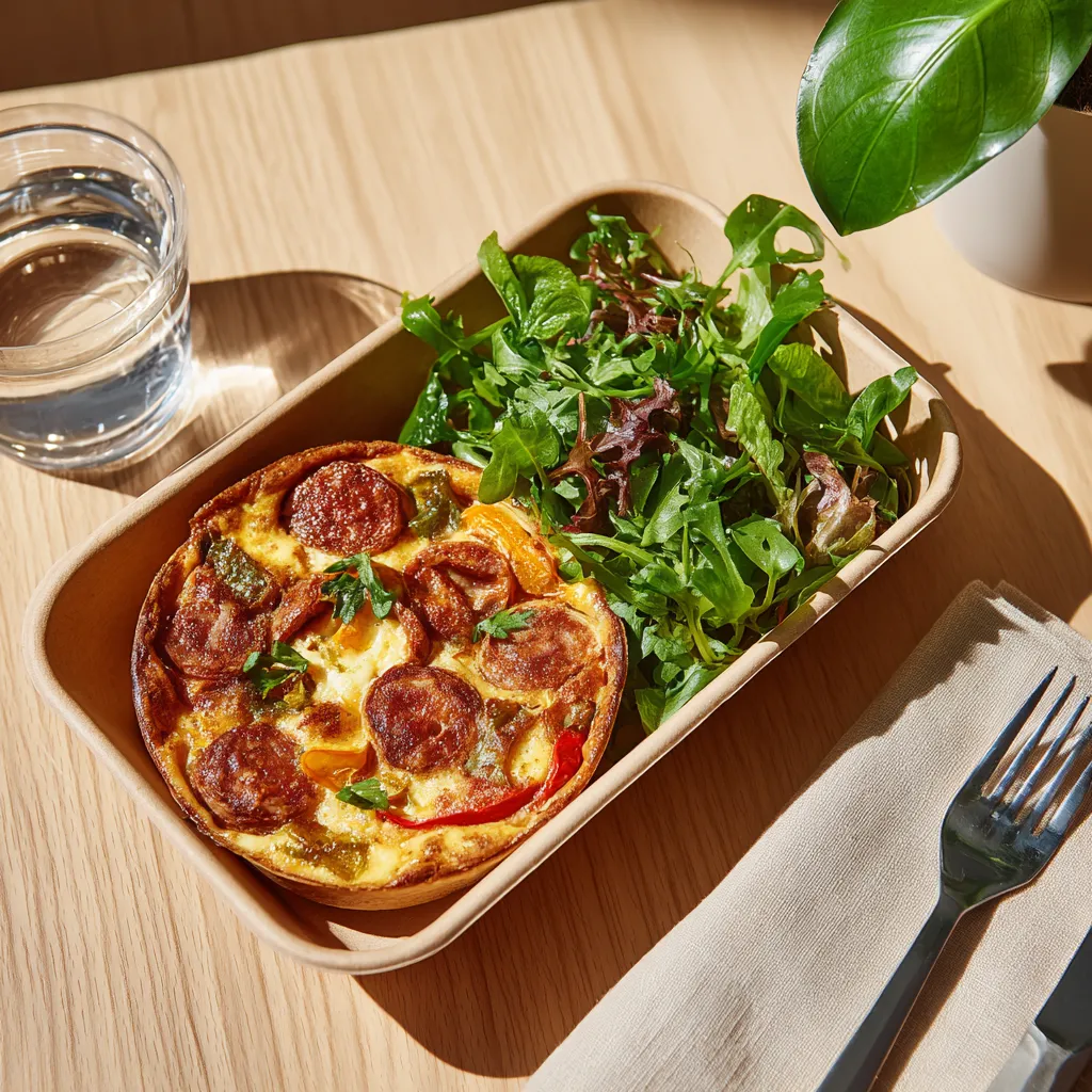 Quiche du jour chorizo, poivrons, mozzarella